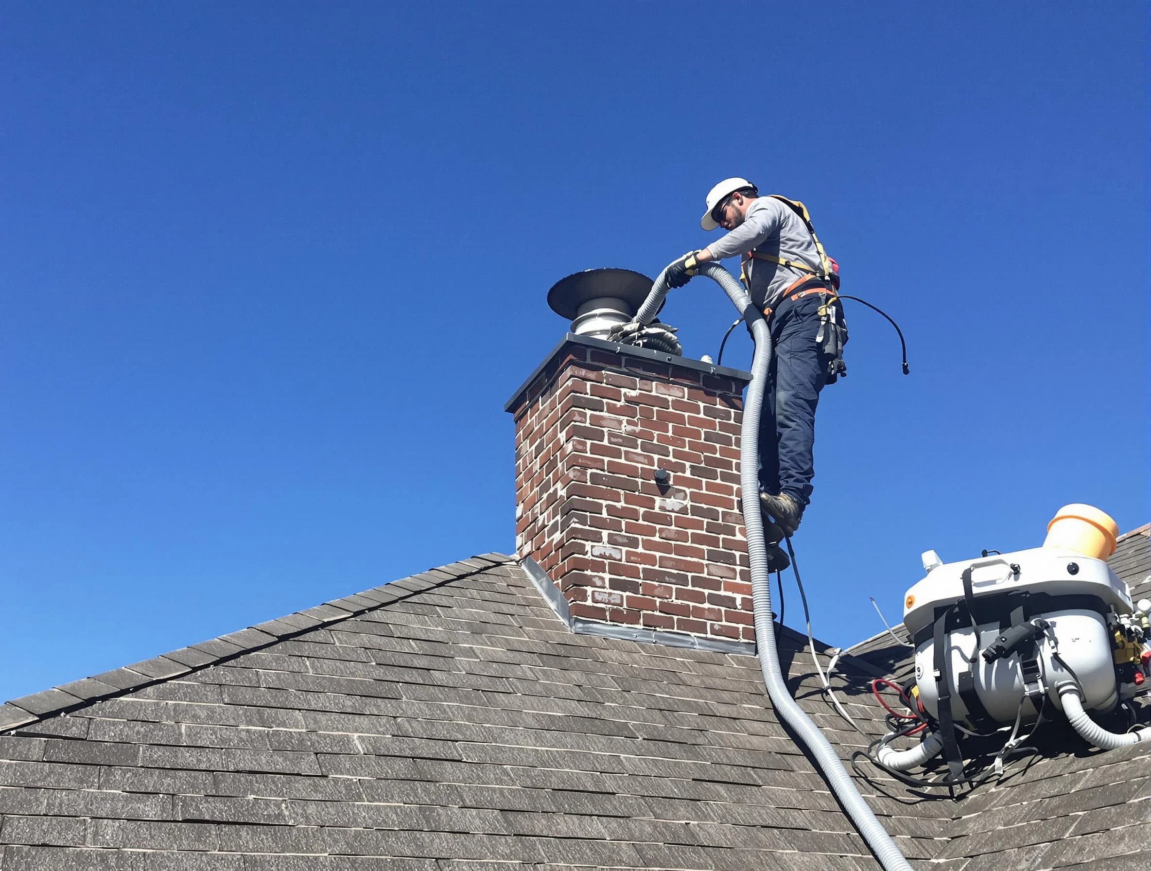 Dedicated North Druid Hills Chimney Sweep team member cleaning a chimney in North Druid Hills, GA