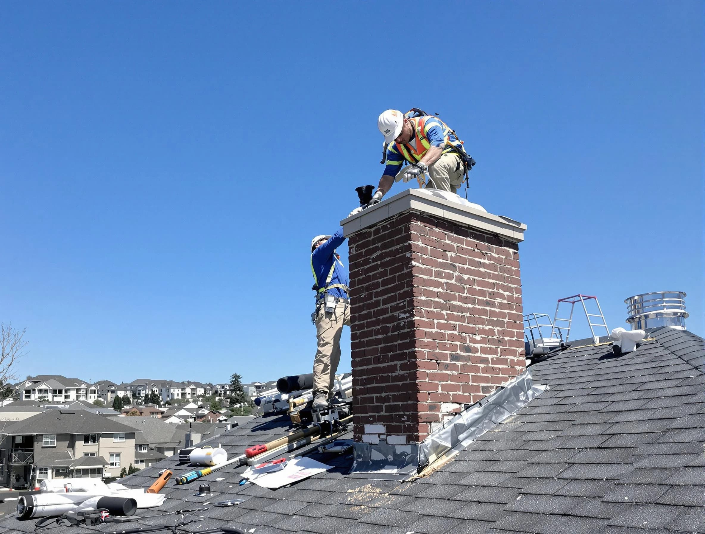 North Druid Hills Chimney Sweep repairing a chimney crown in North Druid Hills, GA