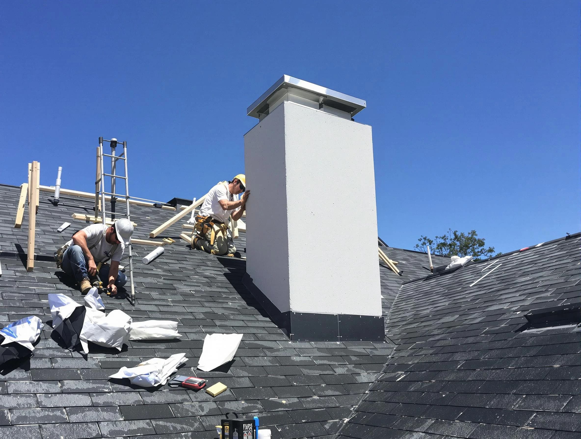 North Druid Hills Chimney Sweep crew installing a new chimney in North Druid Hills, GA