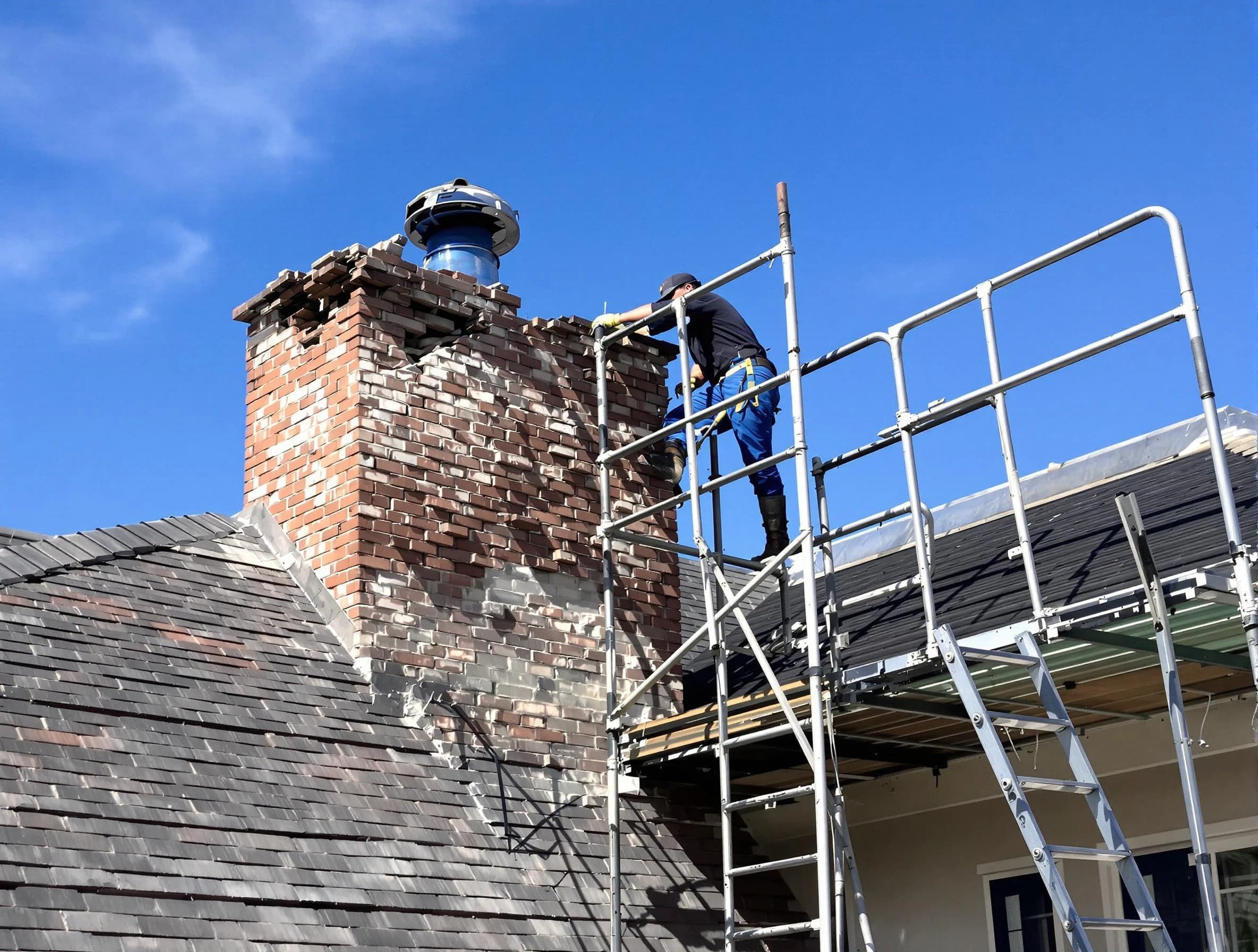 Rebuilding a chimney structure by North Druid Hills Chimney Sweep in North Druid Hills, GA