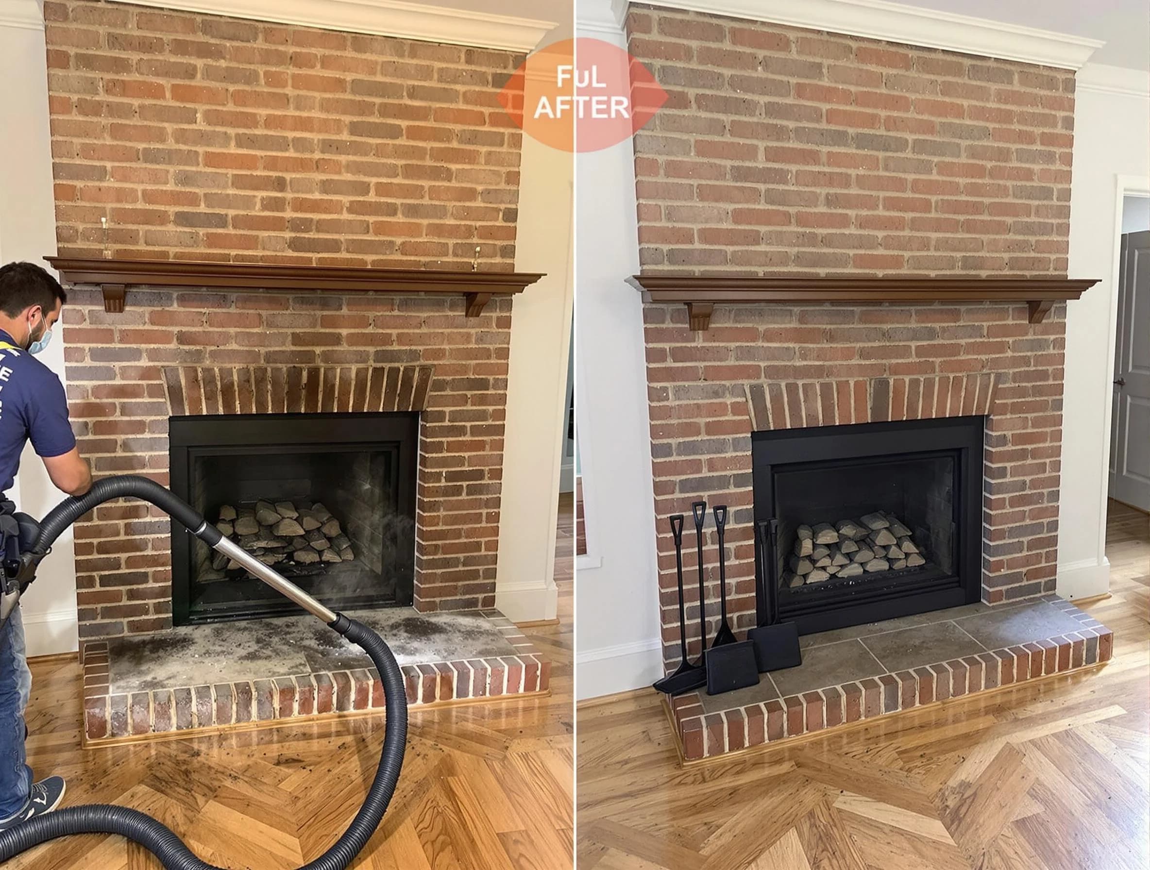 North Druid Hills Chimney Sweep carefully sanitizing a fireplace in North Druid Hills, GA