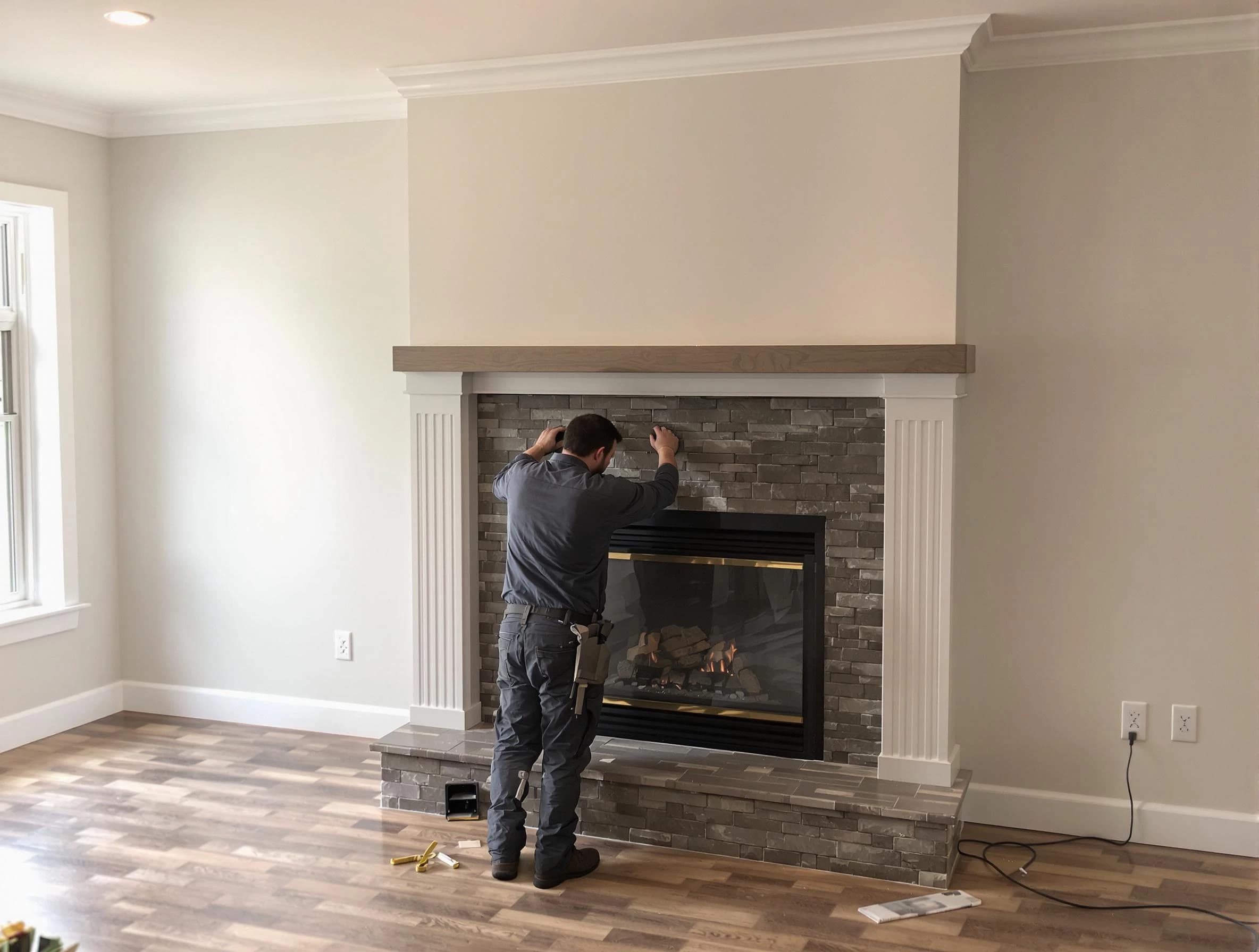 North Druid Hills Chimney Sweep finishing a custom fireplace install in North Druid Hills, GA