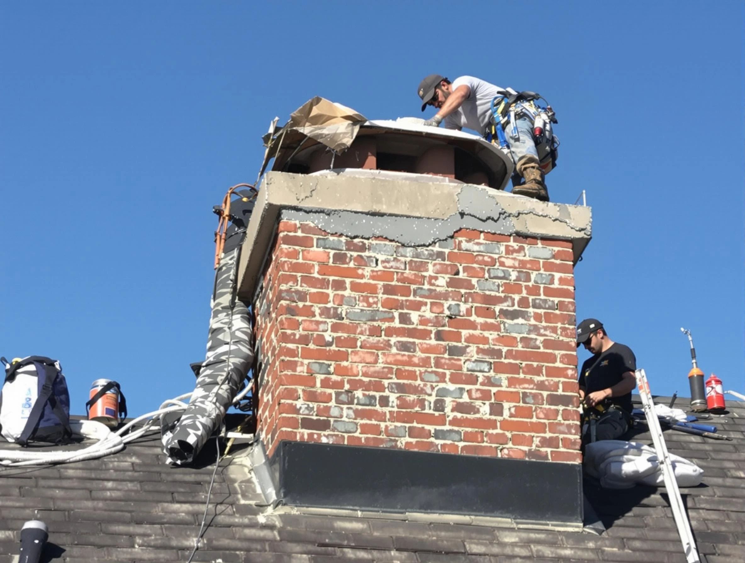 North Druid Hills Chimney Sweep installing a custom chimney crown in North Druid Hills, GA