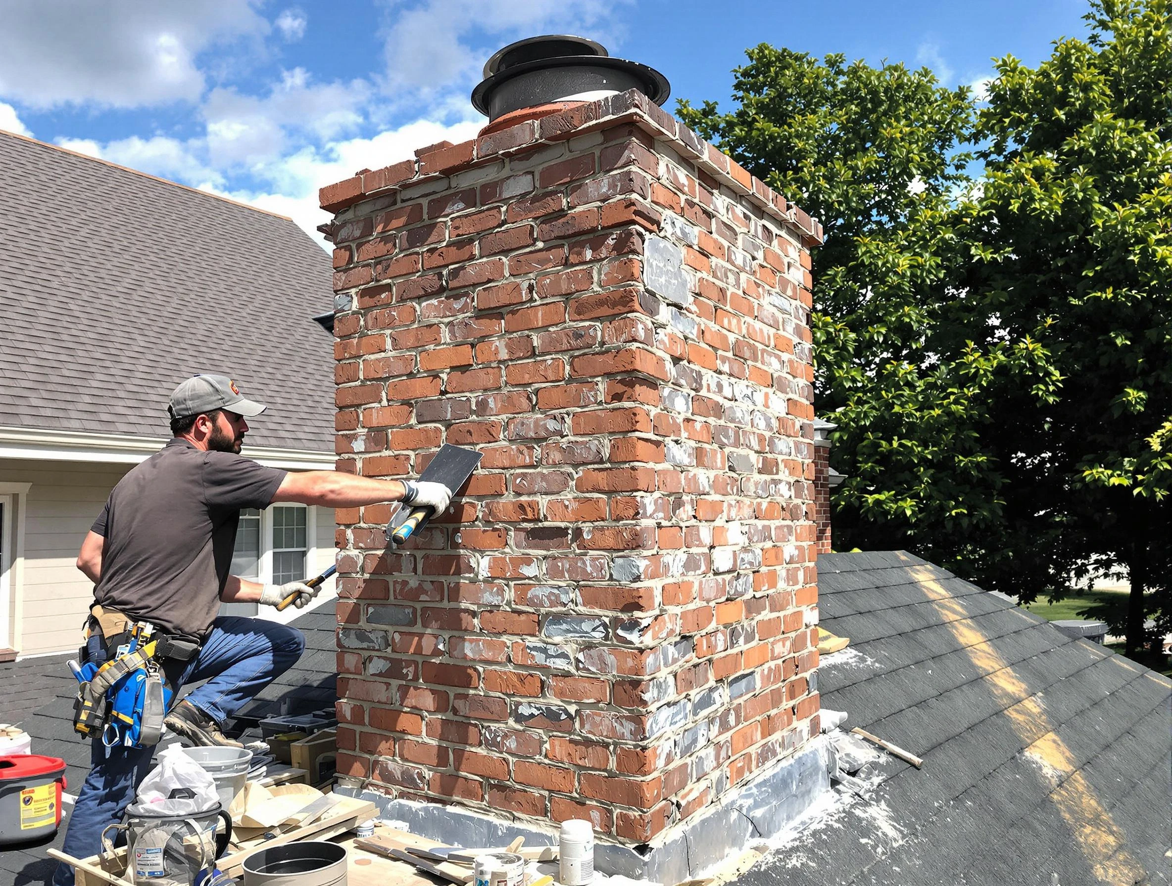 Completed chimney rebuild by North Druid Hills Chimney Sweep in North Druid Hills, GA