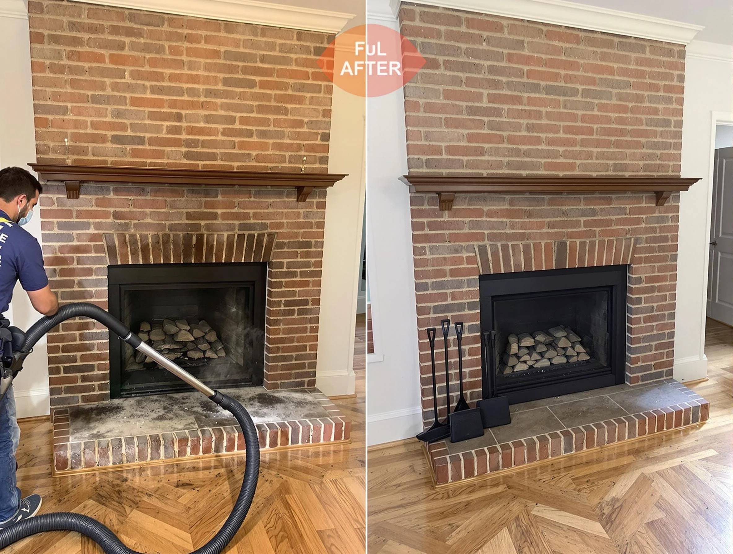 North Druid Hills Chimney Sweep carefully sanitizing a fireplace in North Druid Hills, GA